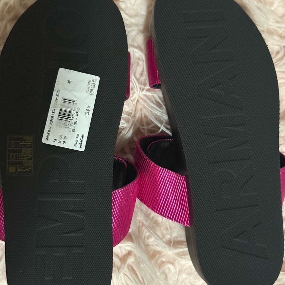 Emporio Armani Fuchsia and Black Slide Sandals - Picture 3 of 3